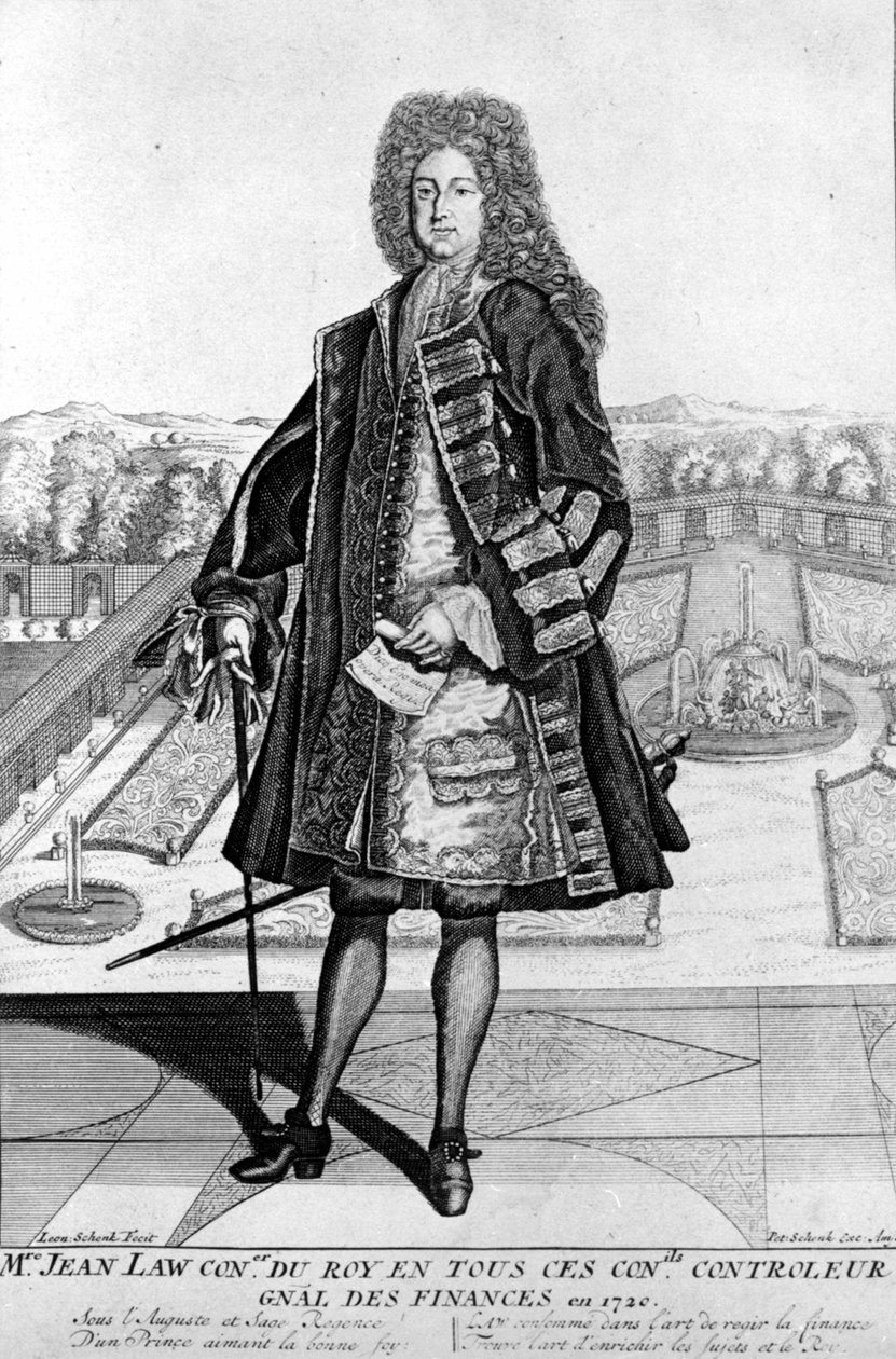 John Lawn (1671 - 1729) muotokuva jalan, Scottish Financial, joka aiheutti konkurssin vuonna 1720 (Quincampoix Streetin tapahtuma) tekijältä Unknown artist