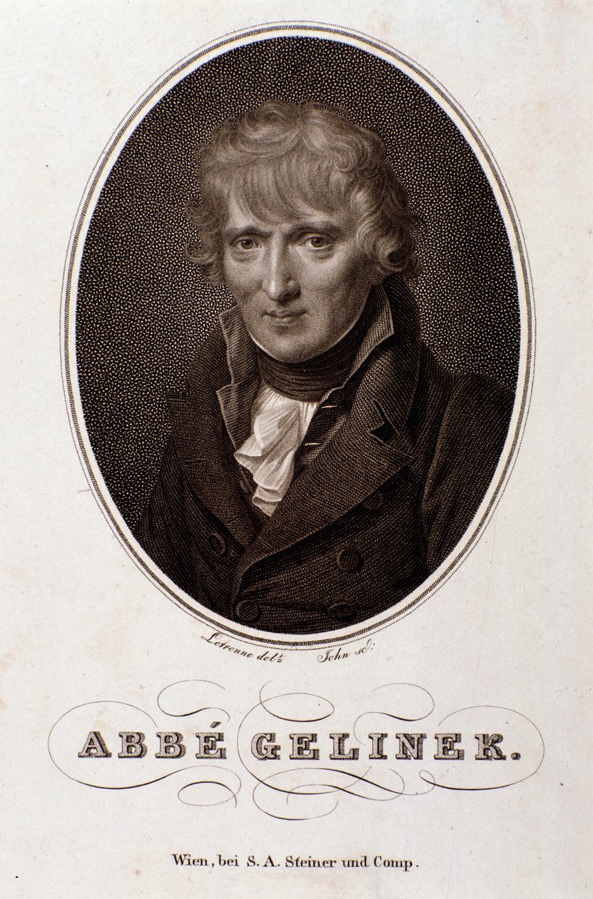 Josef Gelinekin (Joseph) (1758-1825) muotokuva itävaltalainen pianisti, säveltäjä ja teologi Engraving. 1800-luvulla. Bologna, civico museo musico tekijältä Unknown artist