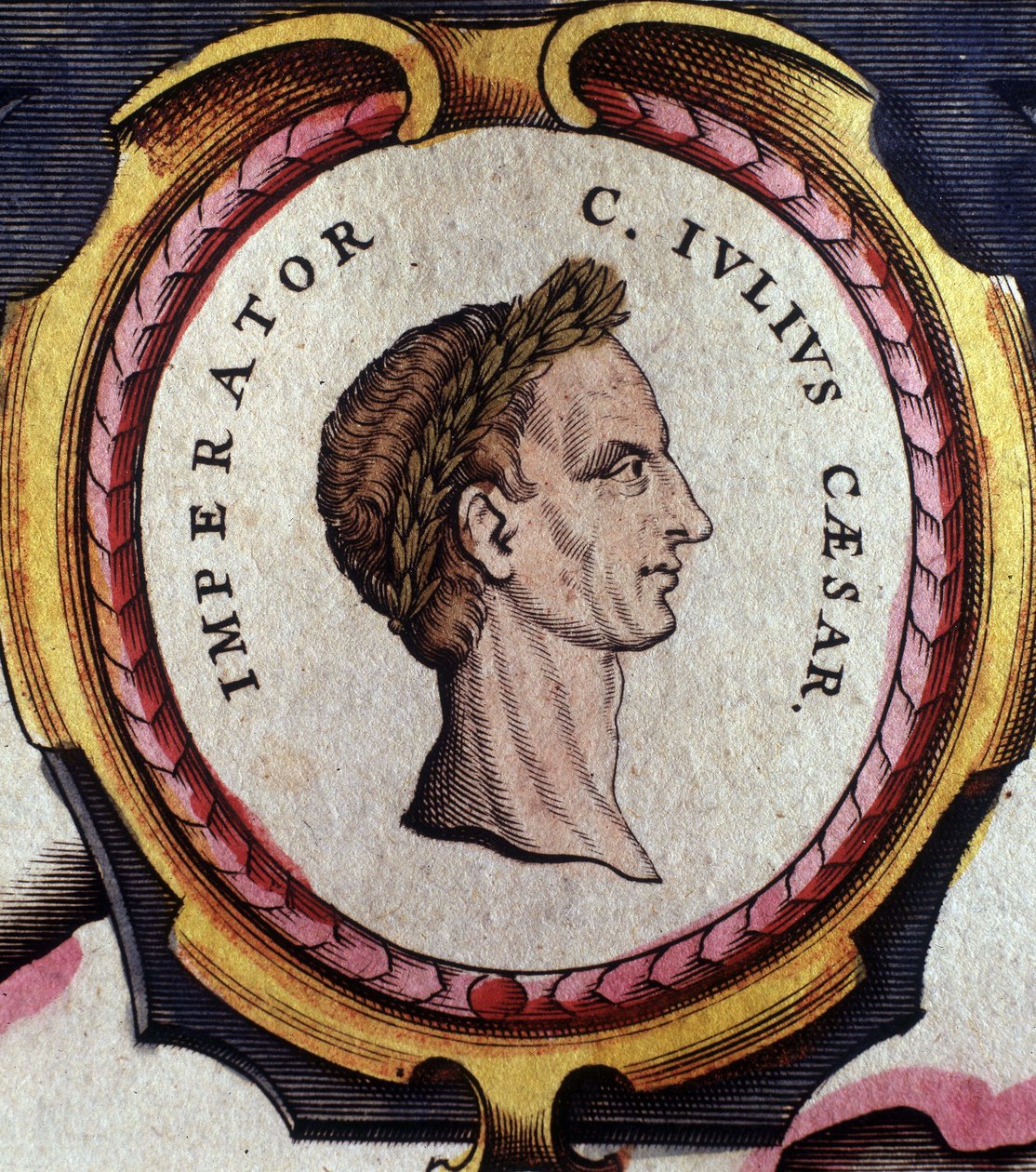 Julius Caesarin (101 - 44 eKr.), roomalaisen kenraalin ja poliitikon muotokuva. Kaiverrus 1700-luvun lopulta. . Milano. tekijältä Unknown artist