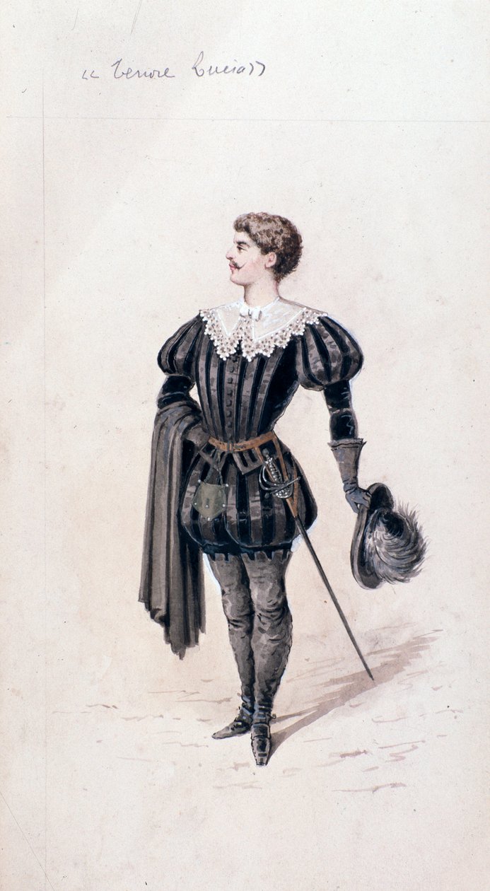 Lucion muotokuva, tenori Lucia di Lammermoor, Gaetano Donizettin ooppera tekijältä Unknown artist