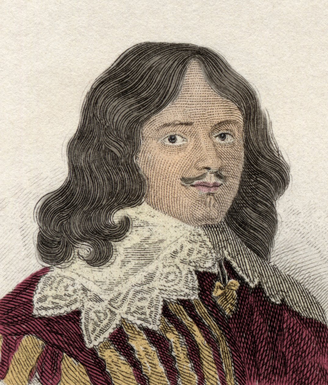 Lucius Caryn (noin 1610-1643), 2. varakreivi Falklandin muotokuva, poliitikko, sotilas- ja englantilainen kirjailija. Kaiverrus 1800-luvulta. tekijältä Unknown artist