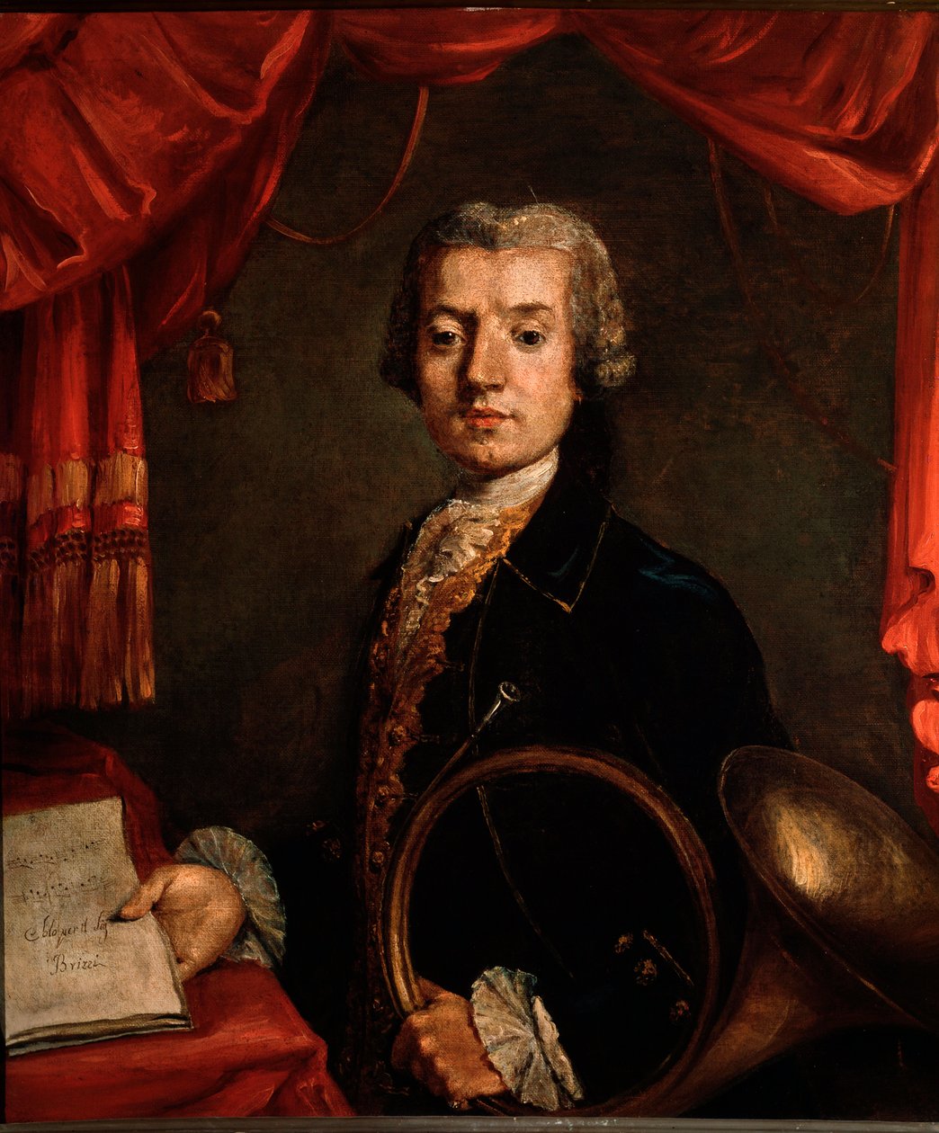 Italian käyrätorvensoittajan Luigi Brizzin muotokuva (maalaus tekijältä Unknown artist