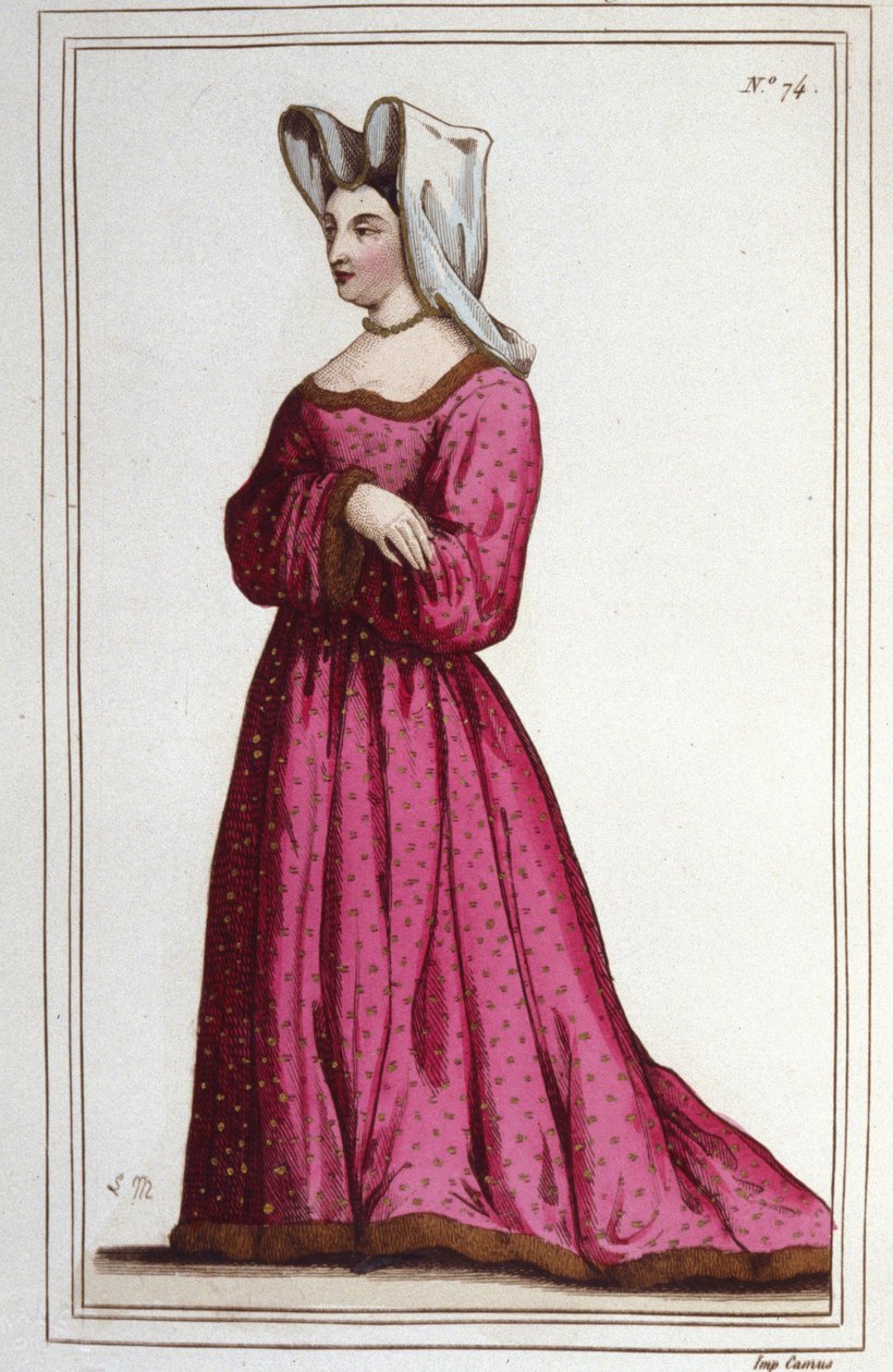 Marguerite de Sassenagen, Beaumontin rouvan (1449-1491) muotokuva. Ludvig XI:n emäntä. Kaiverrus vuodelta 1830. tekijältä Unknown artist