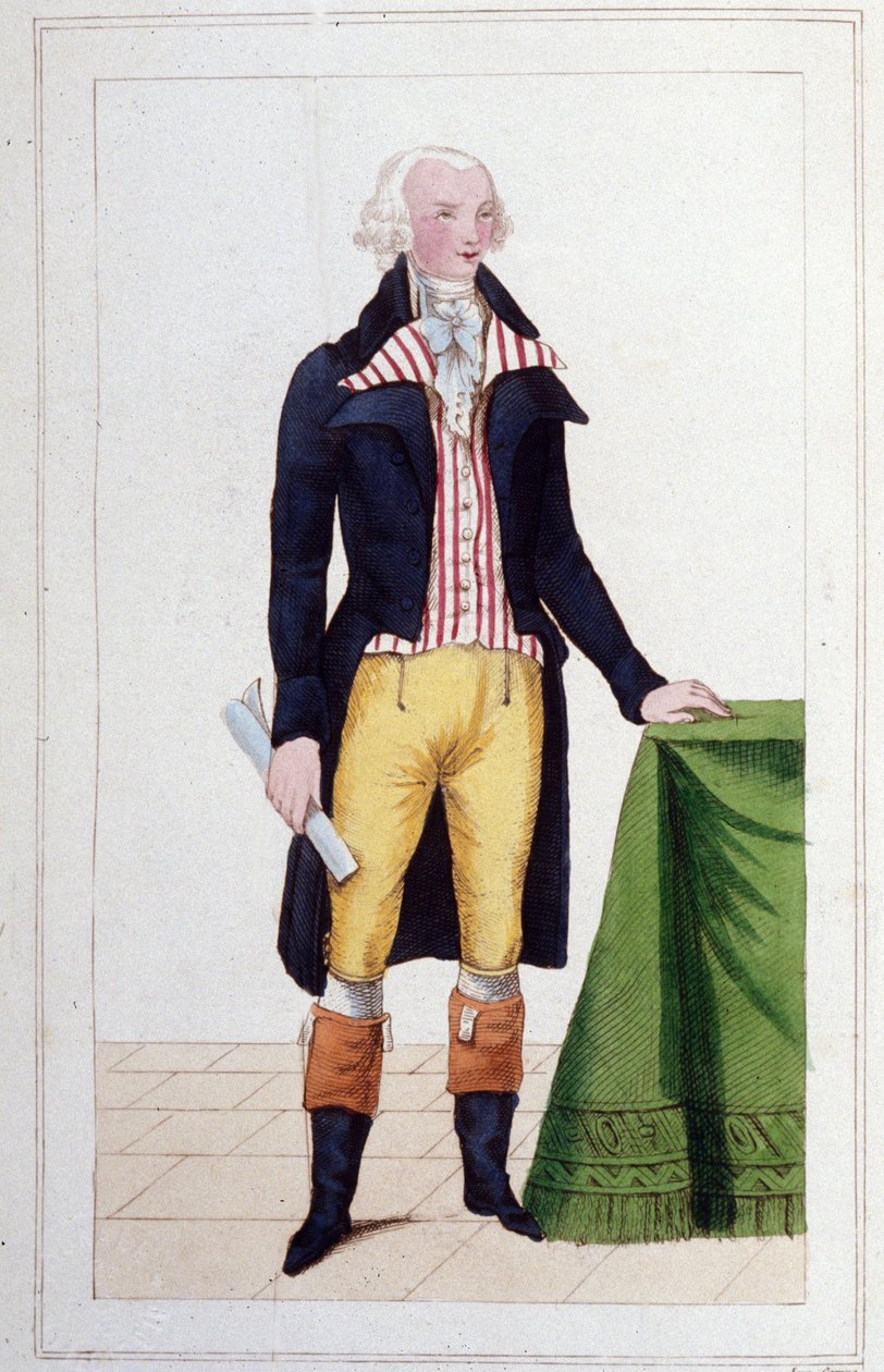 Maximilian Robespierren (1758 - 1794) muotokuva, kaiverrus vuodelta 1830 tekijältä Unknown artist