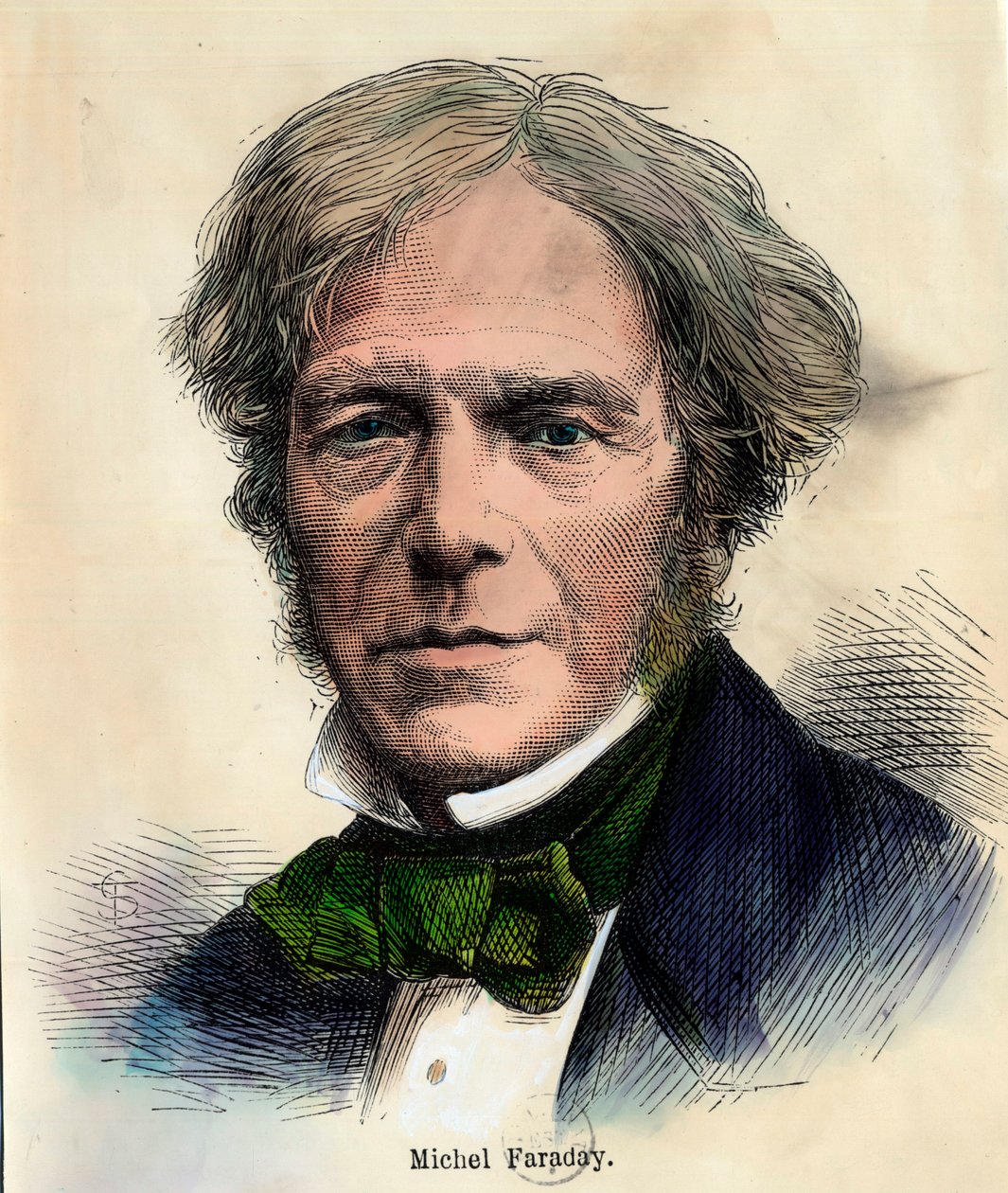 Michel Faradayn (1791 - 1867) muotokuva englantilainen fyysikko. Kaiverrus 1800-luvulta. Yksityinen kokoelma. tekijältä Unknown artist
