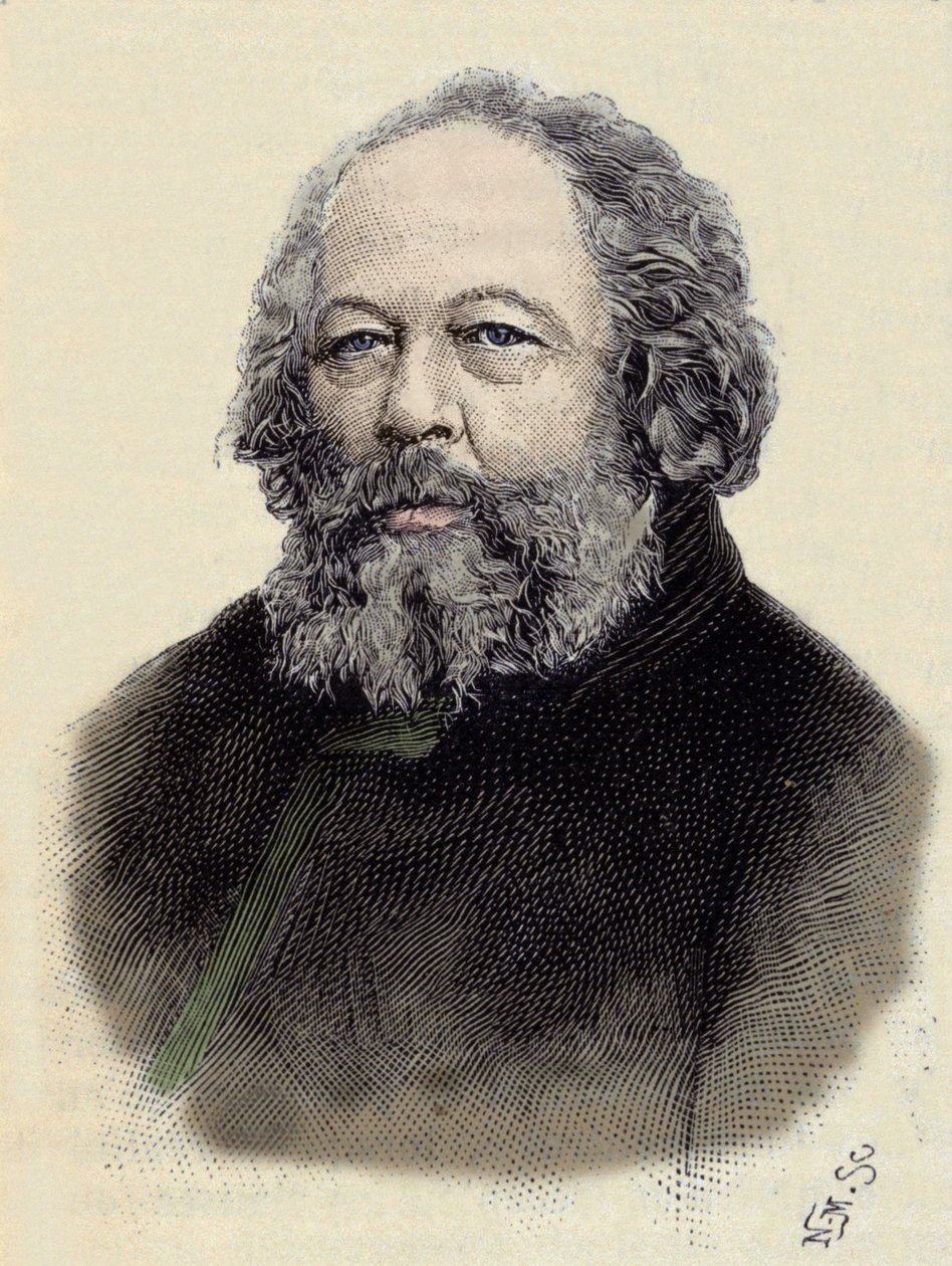 Muotokuva Mihail Aleksandrovich Bakuninista (Bakunin) (1814-1876), venäläisestä anarkistista. tekijältä Unknown artist
