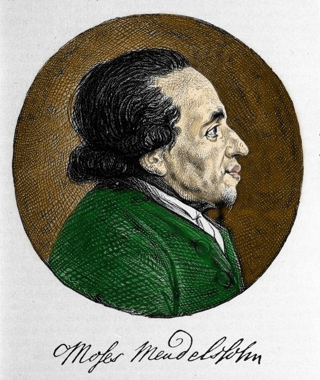 Mooseksen (Moses) Mendelssohnin (1729 - 1786) muotokuva, filosofi ja modernin juutalaisuuden todellinen perustaja. Muusikko Felix Mendelssohnin isoisä. tekijältä Unknown artist