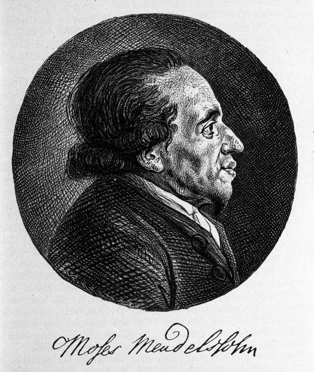 Mooseksen (Moses) Mendelssohnin (1729 - 1786) muotokuva, filosofi ja modernin juutalaisuuden todellinen perustaja. Muusikko Felix Mendelssohnin isoisä. tekijältä Unknown artist