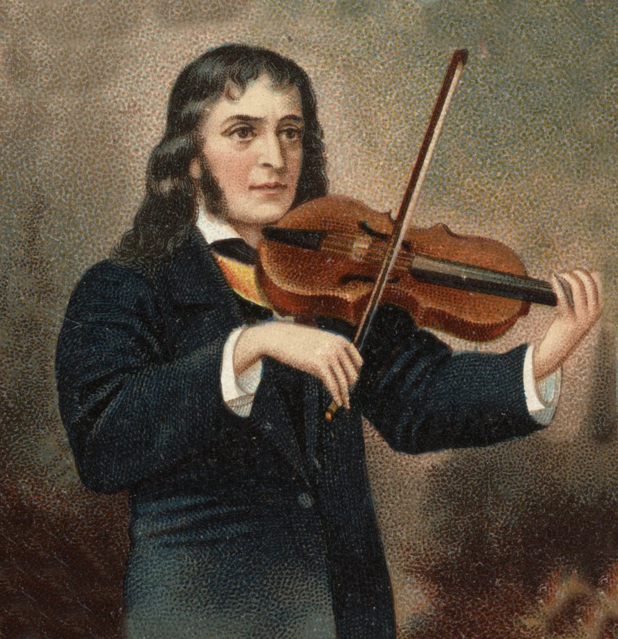 Italian viulistin Nicolo Paganinin (1782 - 1840) muotokuva. tekijältä Unknown artist