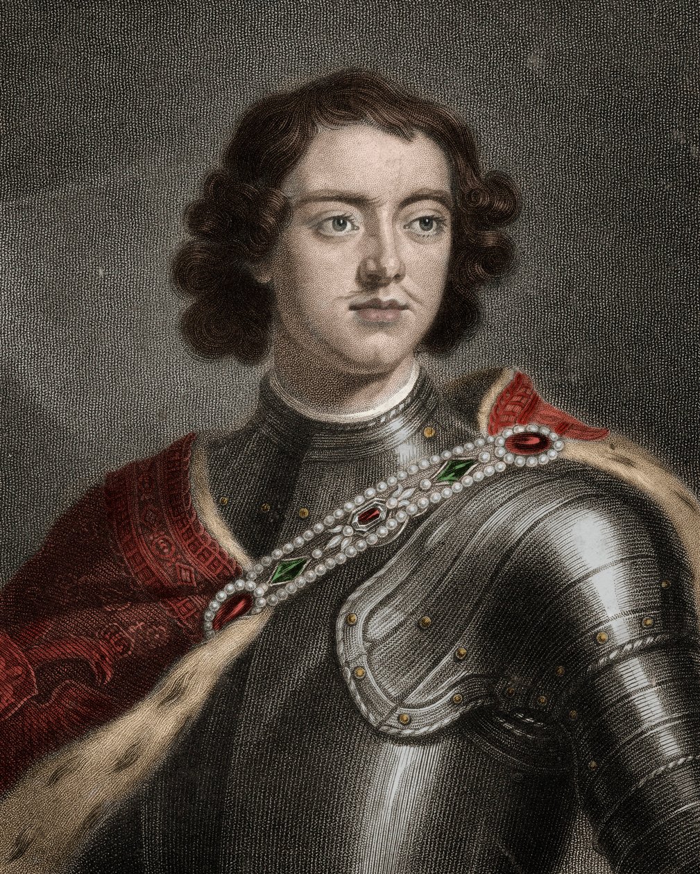 Pietari I Suuren (1672-1725) Venäjän tsaarin muotokuva - Pietari Suuri tai Pietari I 1672-1725 - kaiverrus - 1800-luku tekijältä Unknown artist