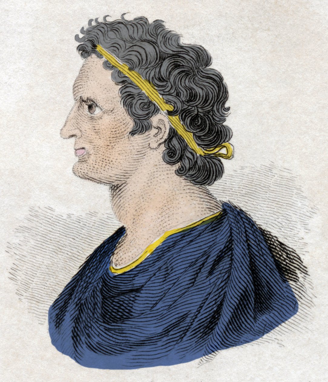 Farao Ptolemeus II Philadelphus (Ptolemaios II Philadelphus) muotokuva (n. 309-246 eKr.). Kaiverrus 1800-luvulta. tekijältä Unknown artist