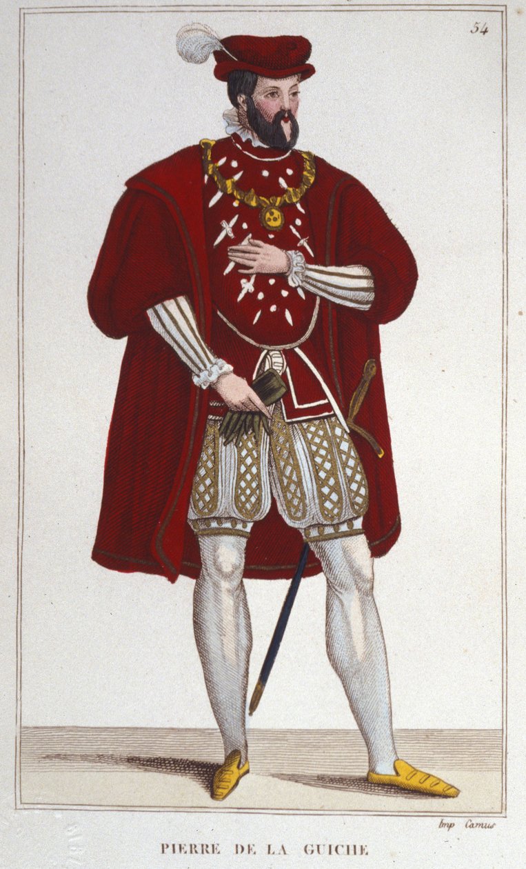 Pierre De la Guichen (1464-1544) muotokuva (ritari, kuninkaan valtuutettu ja kamariherra, Autunin ja Mâconin footti, suurlähettiläs. Guichen ja Chaumontin herra) kaiverrus vuodelta 1830 tekijältä Unknown artist