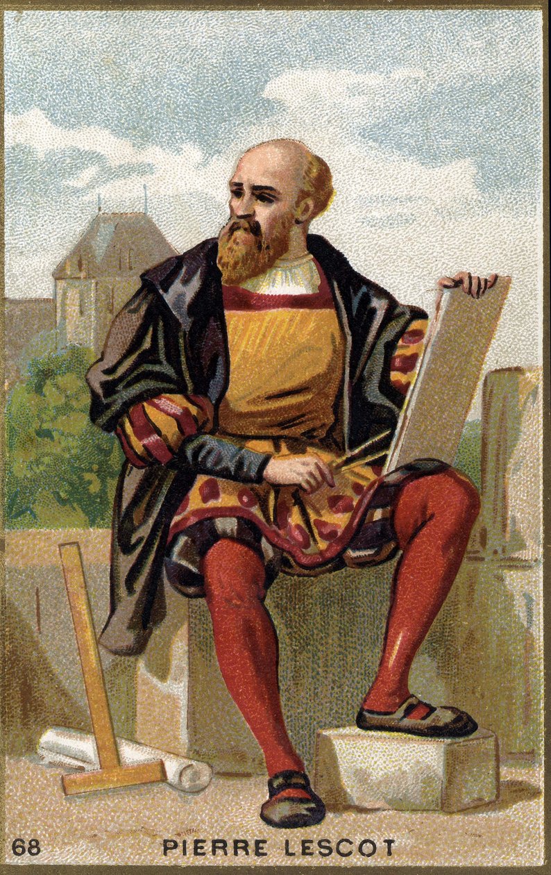 Pierre Lescotin (1515 - 1578) muotokuva ranskalaisesta arkkitehdista ja taidemaalarista. 1800-luvun kromolitografia. tekijältä Unknown artist