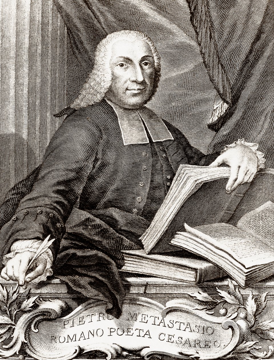 Pietro Trapassin muotokuva, nimeltään Pietro Metastasio (Metastase) (1698-1782), italialainen runoilija ja libretisti tekijältä Unknown artist