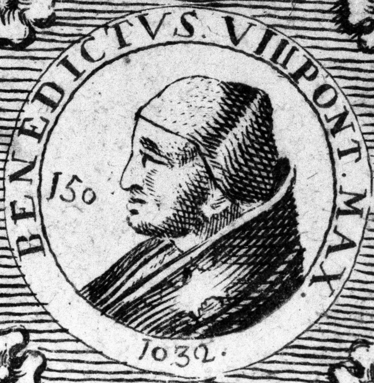 Paavi Benedictus VIII:n muotokuva. Kaiverrus 1800-luvulta. tekijältä Unknown artist