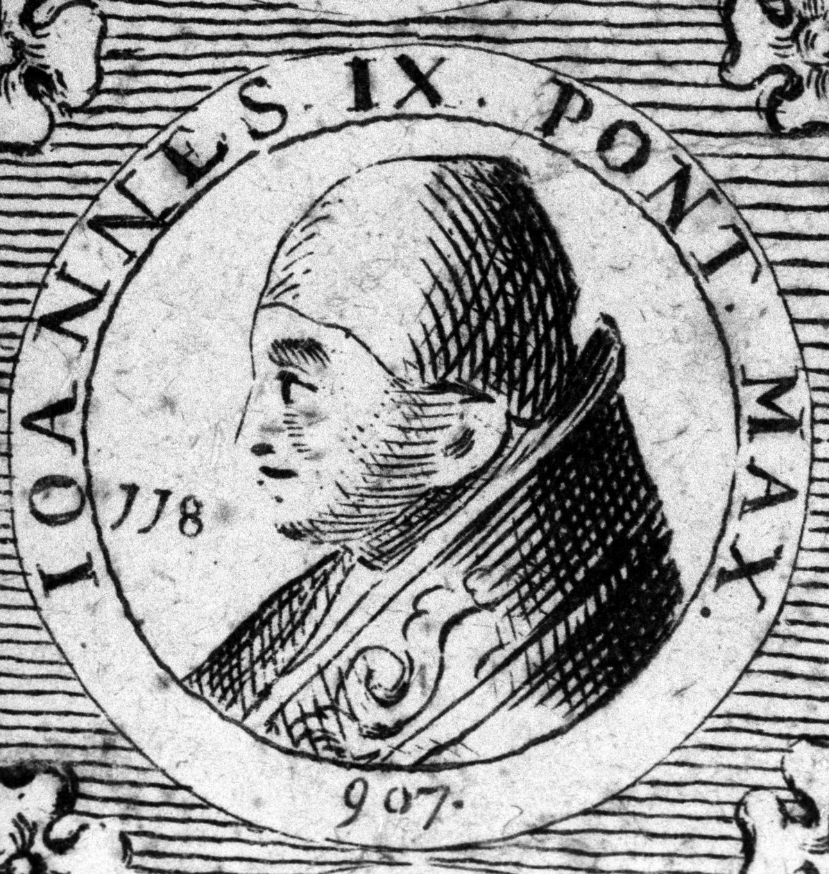 Paavi Johannes IX:n (898-900) muotokuva. tekijältä Unknown artist