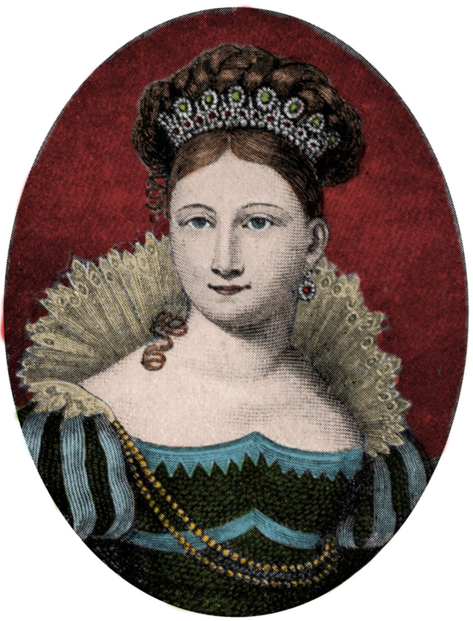 Saksi-Gotha-Altenburgin (Saksi Gotha Altenburg) prinsessa Louise (Luise) muotokuva (1800-1831). Kaiverrus 1800-luvulta tekijältä Unknown artist
