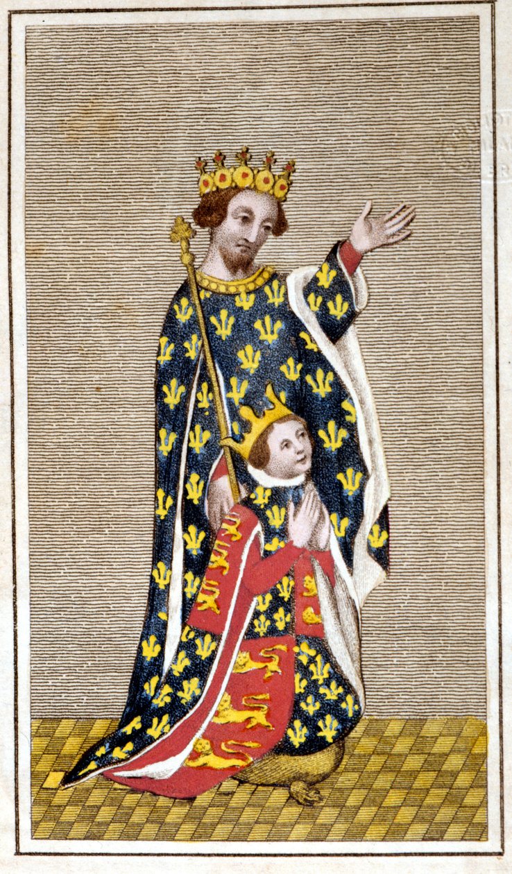 Muotokuva Richard III:n (1452 - 1485) lapsesta ja hänen isästään Richard of Yorkista. Kaiverrus 1700-luvun lopulta. Biblioteca di Brera, Milano. tekijältä Unknown artist