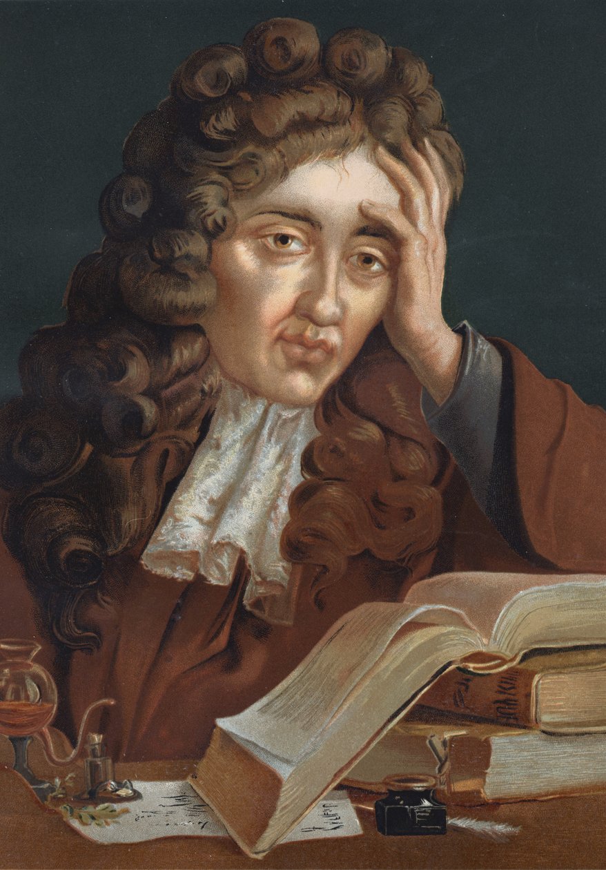 Robert Boylen (1627 - 1691), irlantilaisen fyysikon ja kemistin muotokuva. perustuu Louis Figuierin The Science and its Men -kirjaan. Barcelona 1881 tekijältä Unknown artist