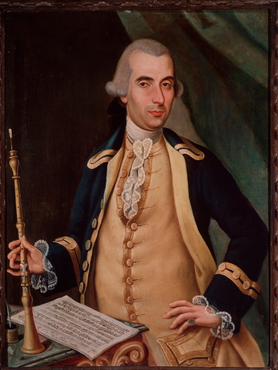 Muotokuva Sante Aguilarin (n. 1734-1808) italialaisen oboisti Anonymous-maalauksesta. 1700-luvun Bologna Civic Bibliographic Museum tekijältä Unknown artist
