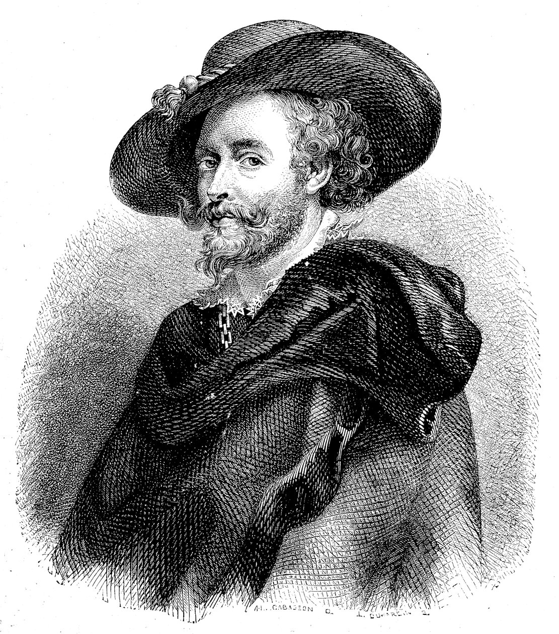 Sir Peter Paul Rubensin (1577-1640) muotokuva (kaiverrus). tekijältä Unknown artist