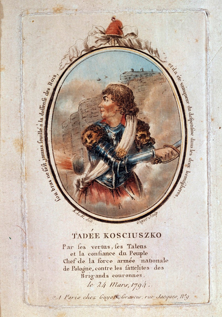Muotokuva Thaddeus (Tadeusz) Kosciuszko (Kosciusko) (1746-1817), puolalainen patriootti 24. maaliskuuta tekijältä Unknown artist
