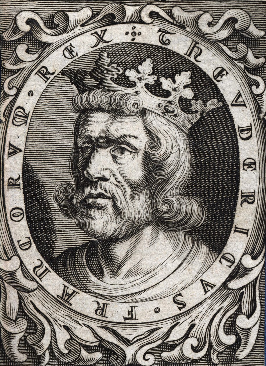 Thierry I:n (? - 533), Austraasian kuninkaan muotokuva. 1700-luvun kaiverrus. tekijältä Unknown artist