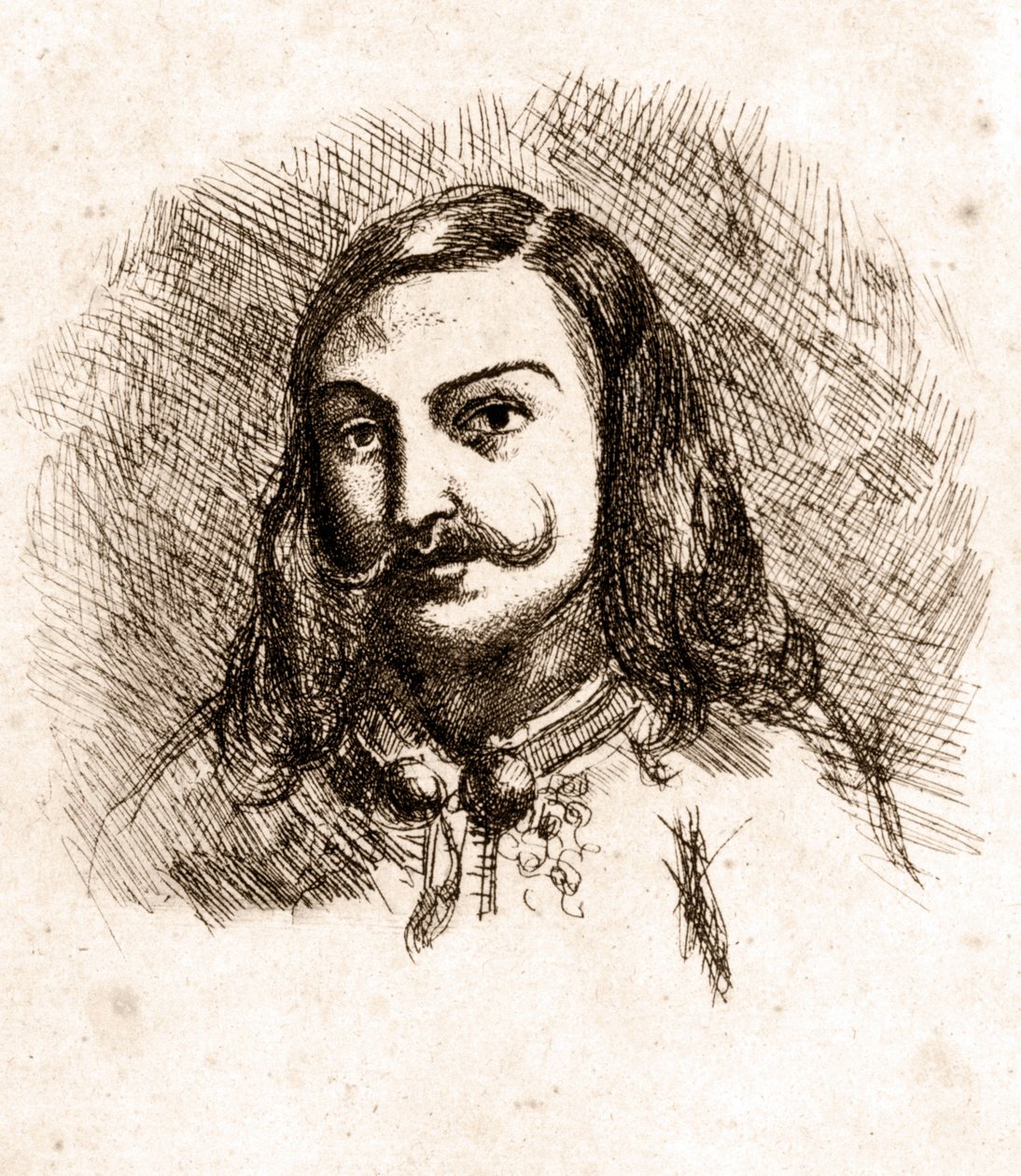 Théophile Gautierin muotokuva. Piirustus. 1800-luvulla. tekijältä Unknown artist