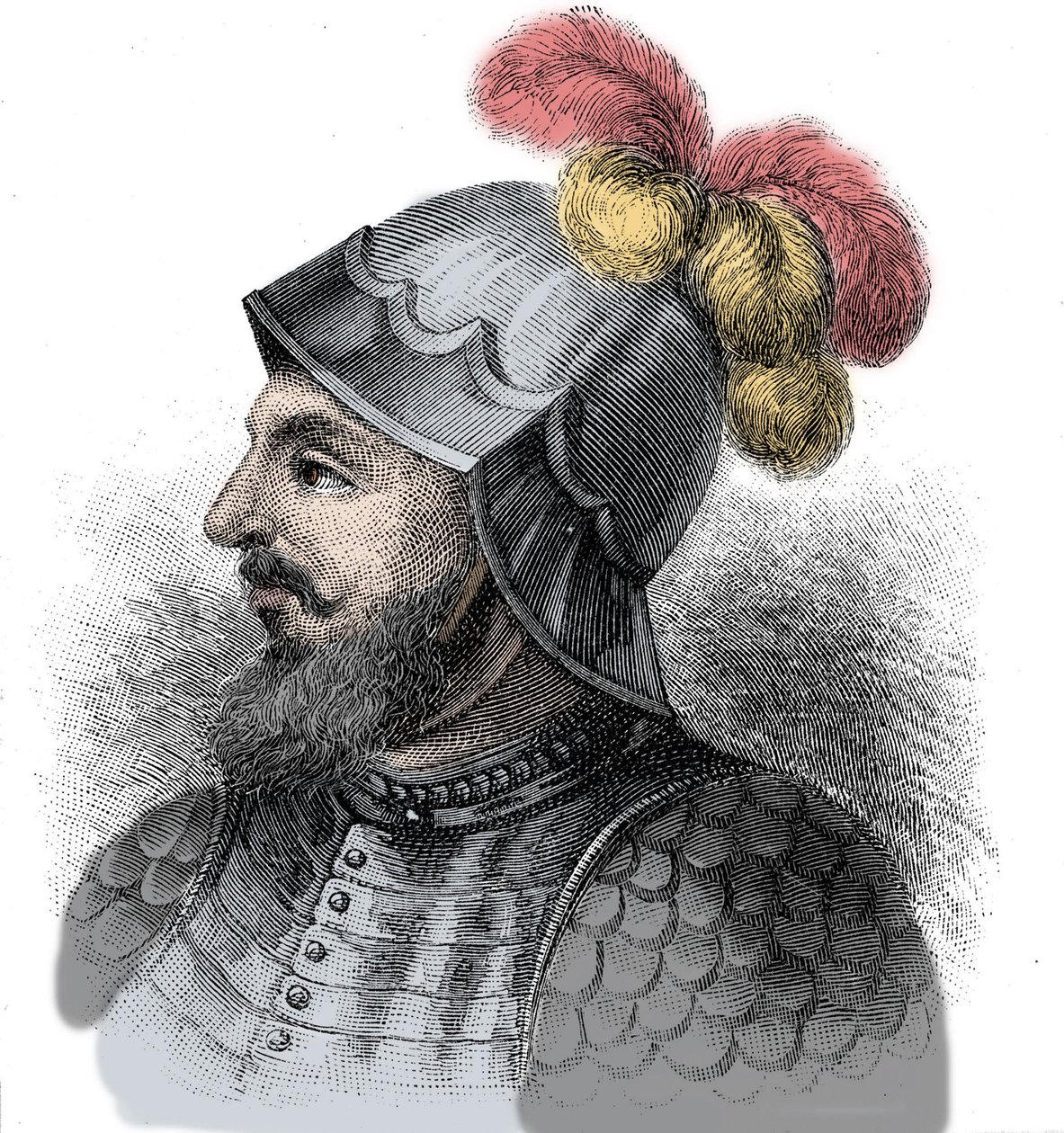 Espanjalaisen valloittajan (1475-1517) Vasco Nunez de Balboan muotokuva - Kaiverrus 1800-luku tekijältä Unknown artist