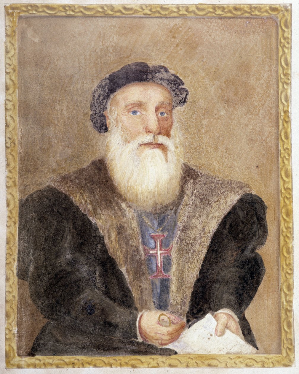 Vasco de Gaman muotokuva - Richard Henri Majorin "" Portugalin prinssi Henrin elämä, sukunimellä Navigaattori" tekijältä Unknown artist