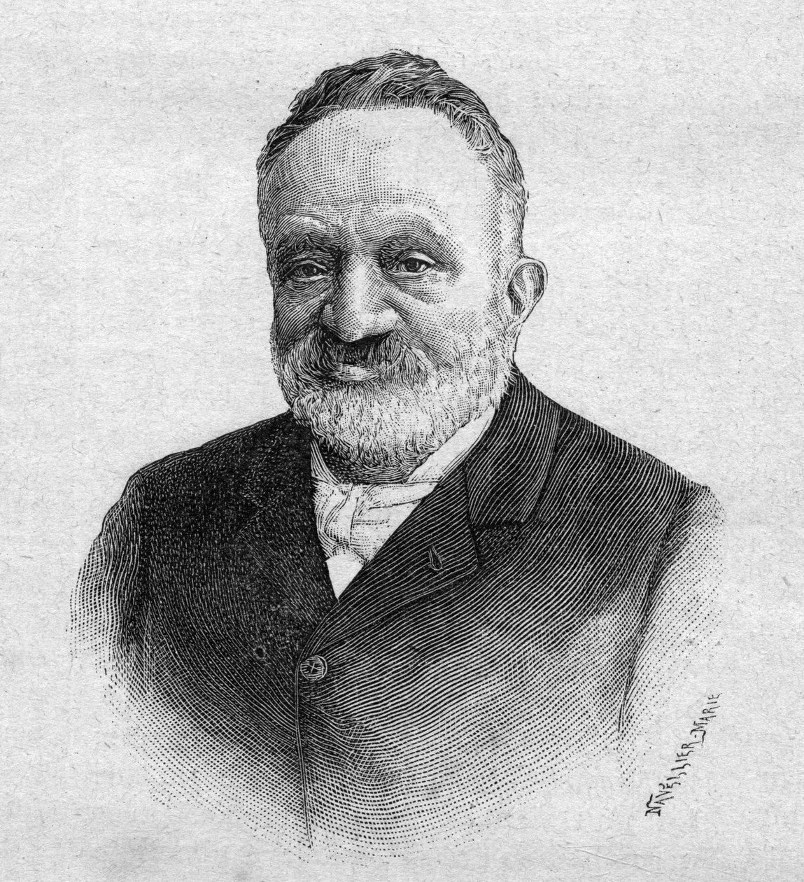 Wilfrid de Fonviellen muotokuva 1824-1914 ranskalainen toimittaja ja ilmailu - kaiverrus vuodelta 1893 tekijältä Unknown artist