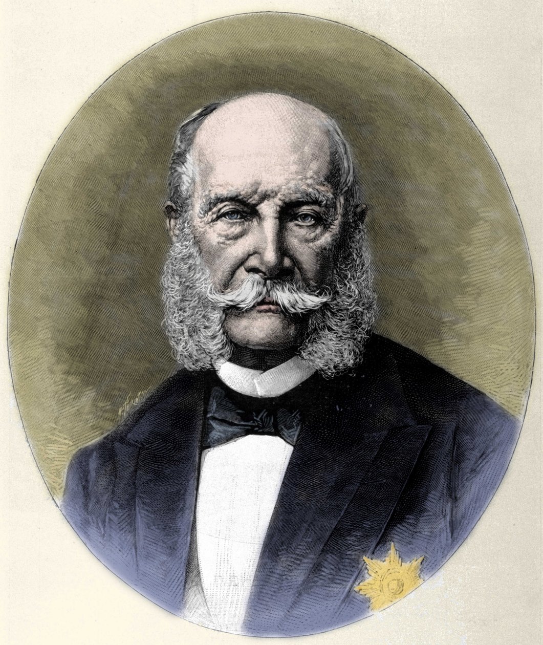 Preussin kuninkaan ja Saksan keisarin William I:n (1797-1888) muotokuva. Kaiverrus 1800-luvun lopulta. tekijältä Unknown artist
