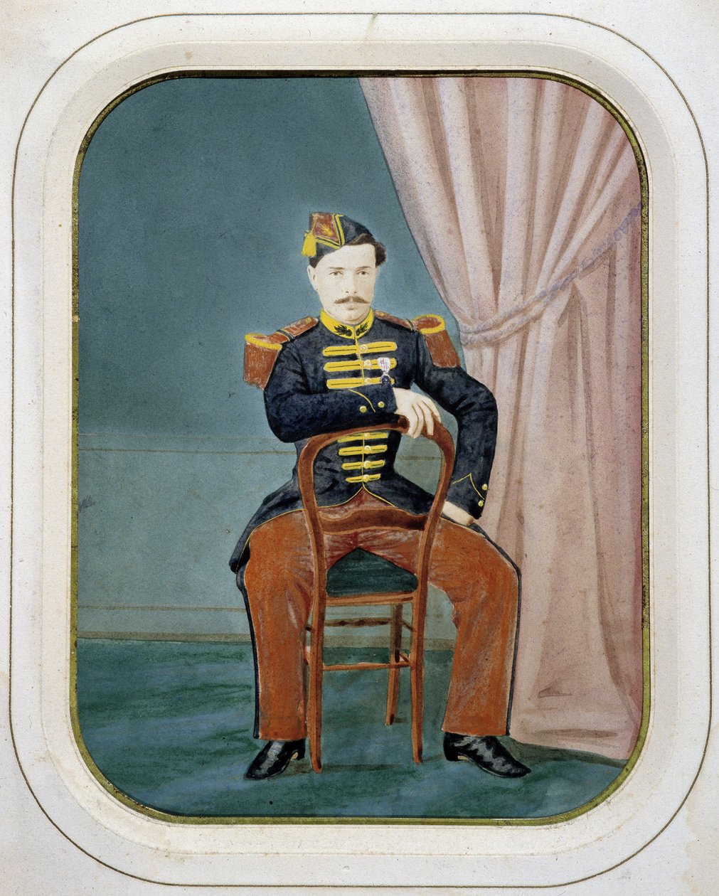 Sotilaan muotokuva. Anonyymi värillinen valokuva, noin 1880. tekijältä Unknown artist