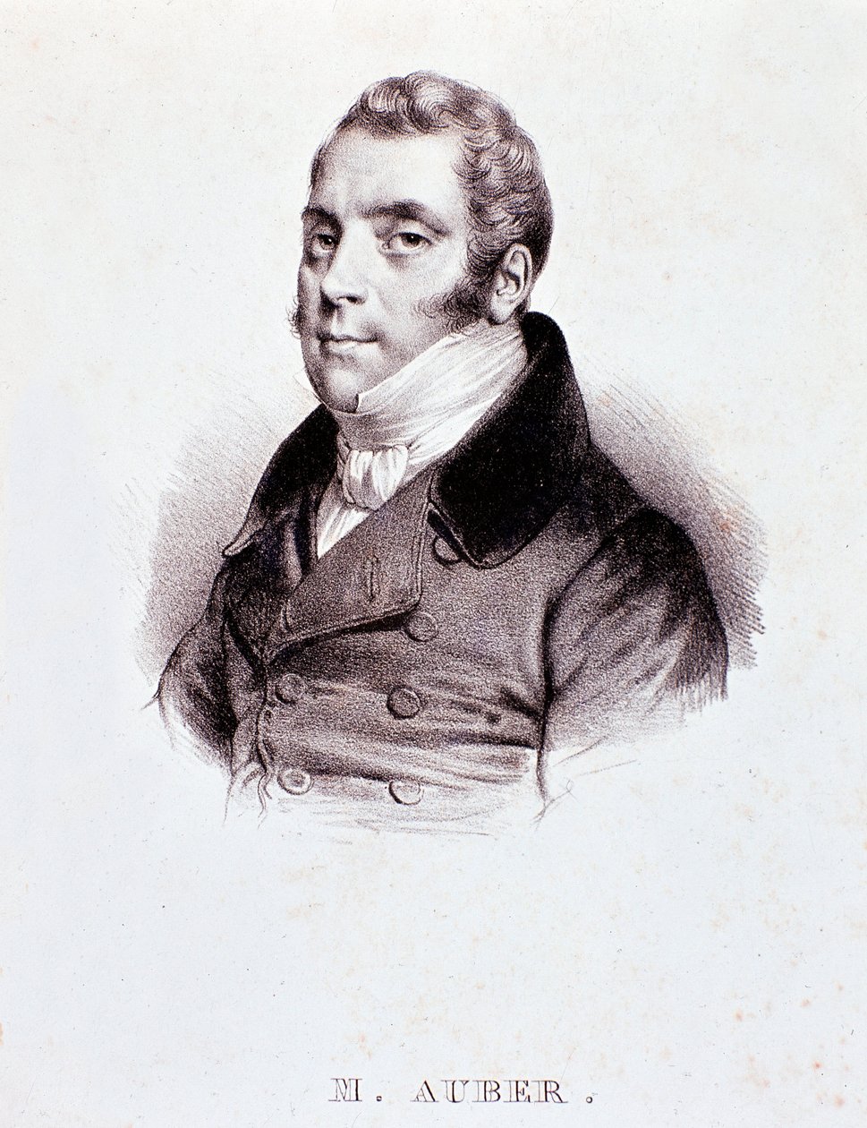Englannin säveltäjän Daniel Francois Esprit Auberin (1782-1871) muotokuva Kaiverrus. 1800-luvulla. Milano, konservatorion biblioteca tekijältä Unknown artist