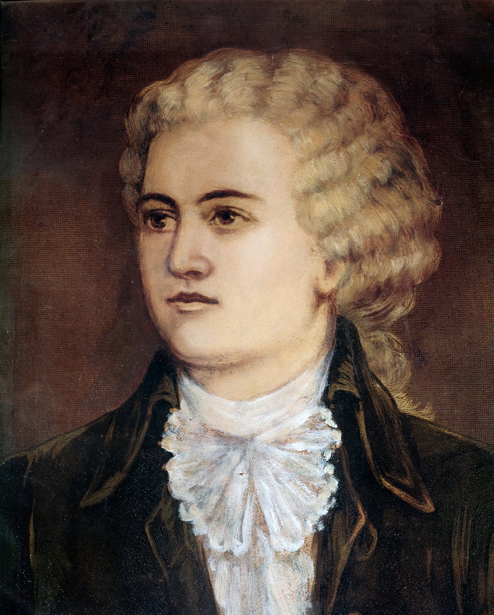 Itävaltalaisen säveltäjän Wolfgang Amadeus Mozartin (1756-1791) muotokuva hänen Prahassa oleskelunsa aikana 1786 (itävaltalaisen säveltäjän Wolfgang Amadeus Mozartin muotokuva hänen Praha-vierailunsa aikana) Anonyymi maalaus 1786 Praha, Musee Mozartien tekijältä Unknown artist