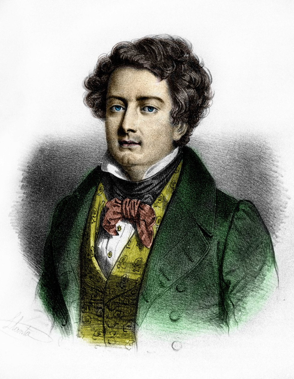 Ranskalaisen tenorin Adolphe Nourritin (1802-1839) muotokuva. tekijältä Unknown artist