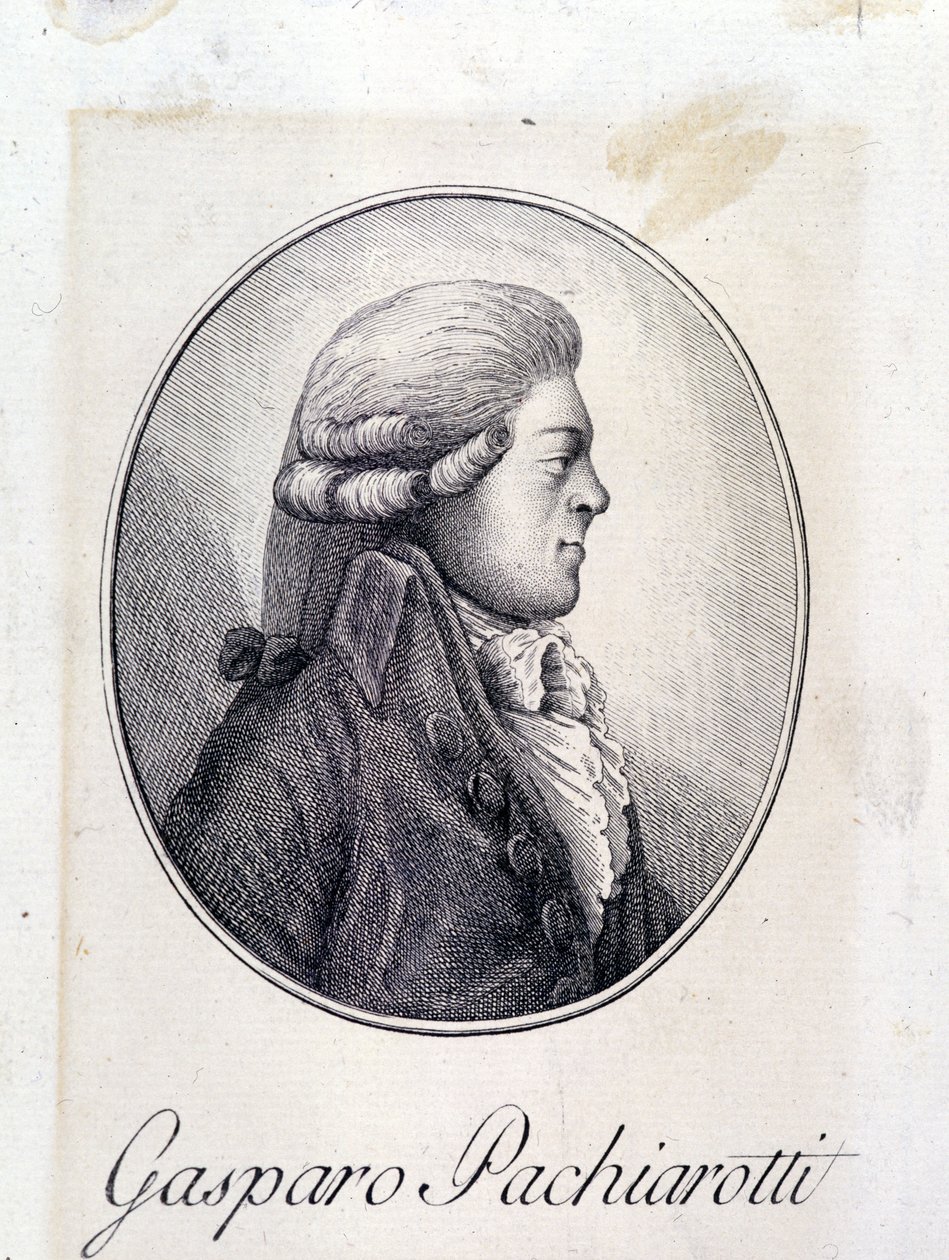 Muotokuva italialaisesta kastraatti Gasparo Pacchierottista (Pacchiarotti) (1740 - 1821). Kaiverrus 1800-luvulta. tekijältä Unknown artist