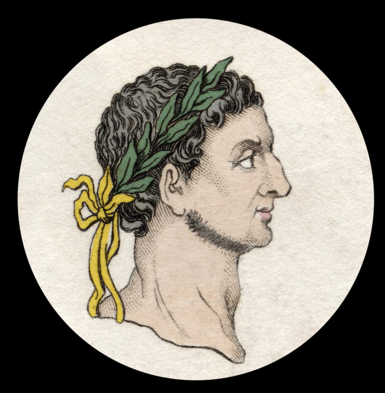 Rooman keisari Othonin muotokuva (Marcus Othon Caesar Augustus) (32-69). Kaiverrus 1800-luvulta. tekijältä Unknown artist