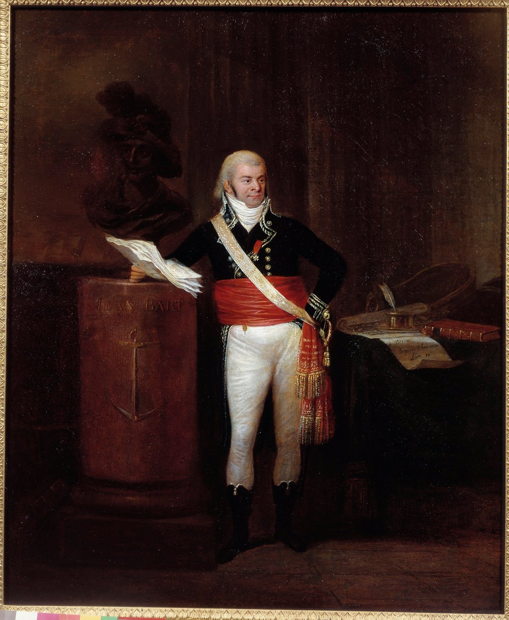 Napoleon Bonaparten mainitseman Dunkerquen pormestarin Emmeryn muotokuva tukee Jean Bart Anonymous -maalauksen rintakuvaa. 1700-luvulla. Pariisi, Legion d