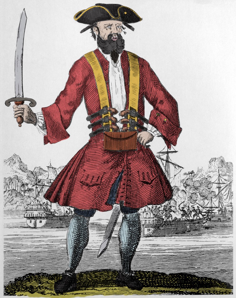 Muotokuva merirosvosta Edward Teach dit Barbenoiresta (mustaparta tai mustaparta tekijältä Unknown artist