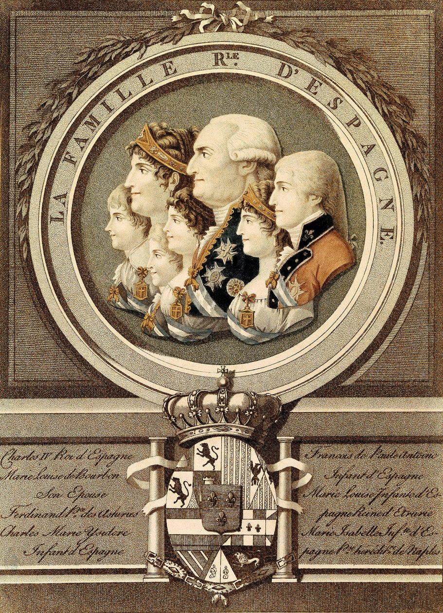 Espanjan kuninkaallisen perheen muotokuva: kuningas Carlos IV (Charles IV tekijältä Unknown artist