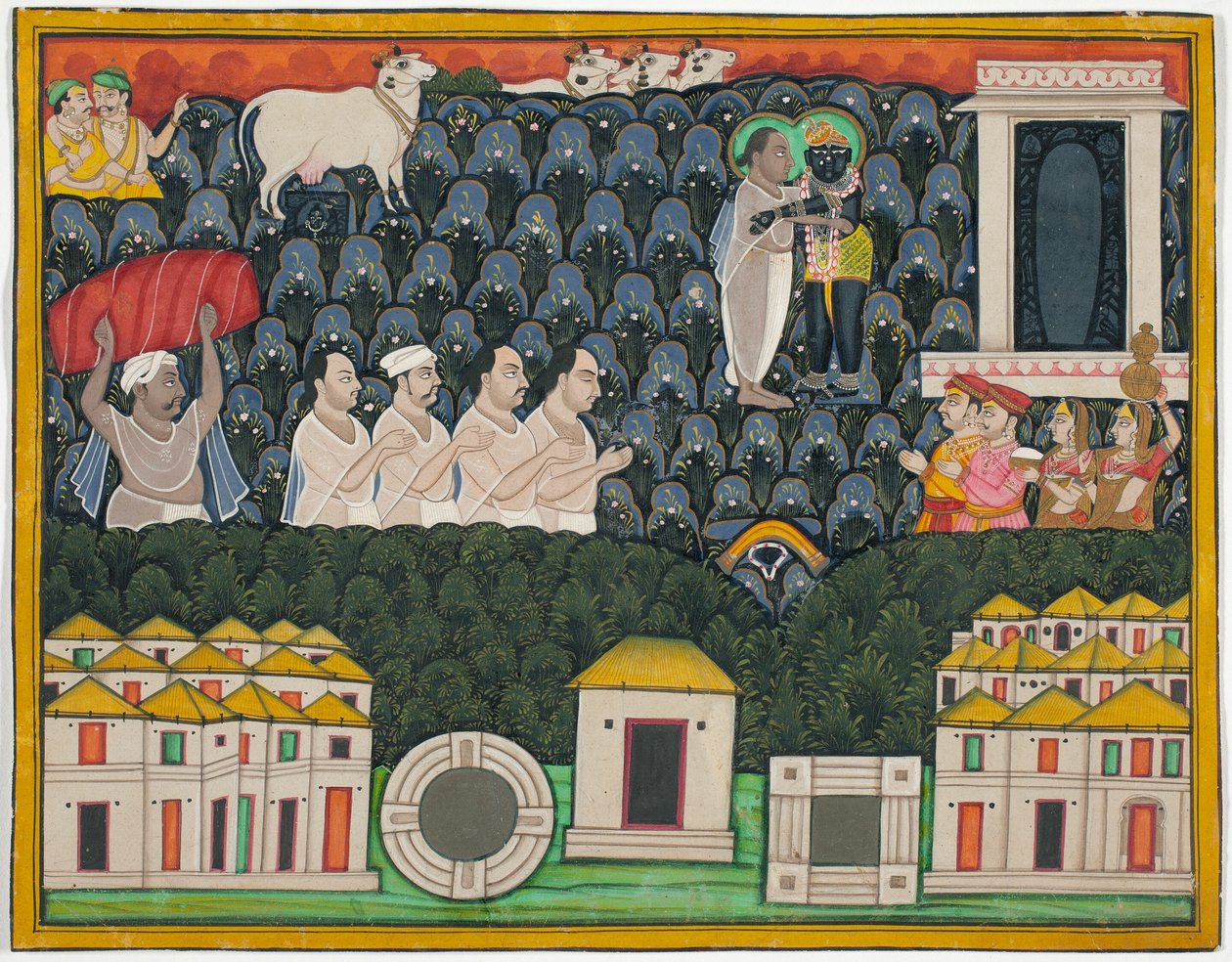 Pratham Milan, Shrinathji paljastaa itsensä Vallabhacharyalle Govardhan-vuorella. tekijältä Unknown artist