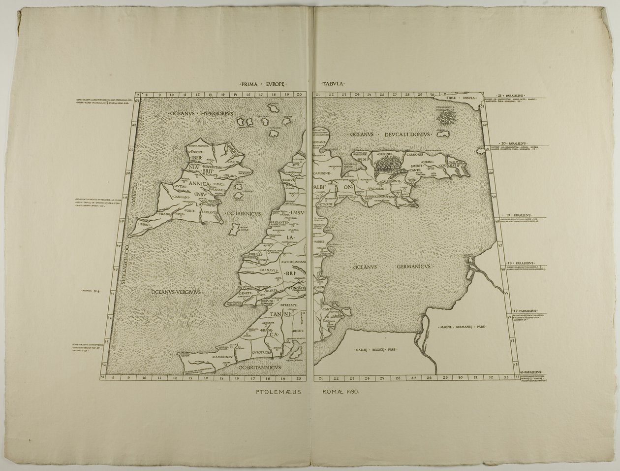 Prima Europe Tabula: Ptolemaeus Romae 1490 tekijältä Unknown artist