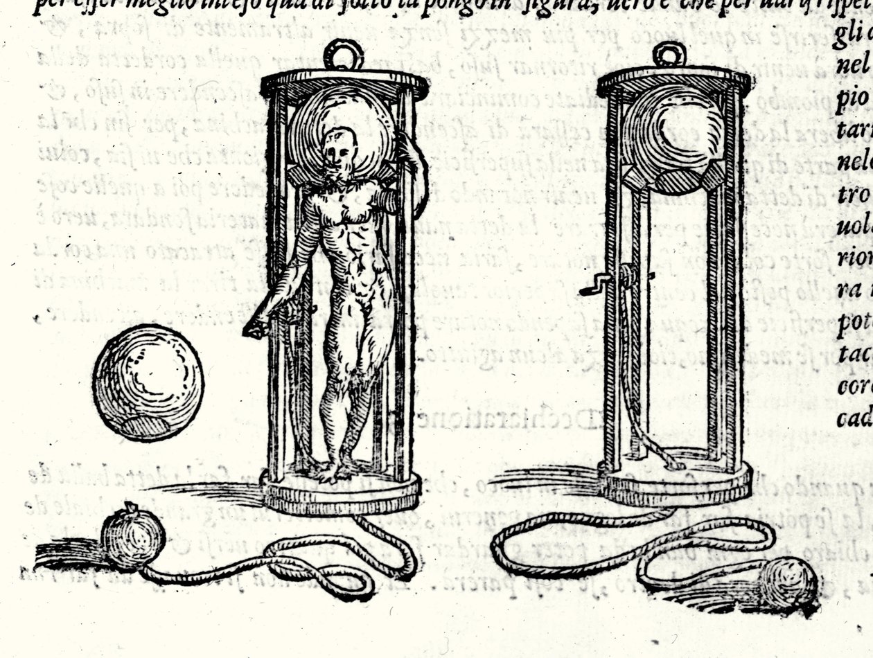 Tartaglia (1499 - 1557) tunnetun Nicoli Fontanan ensimmäisen skapanterin projekti vuonna 1551. Kaiverrus 1500-luku. tekijältä Unknown artist