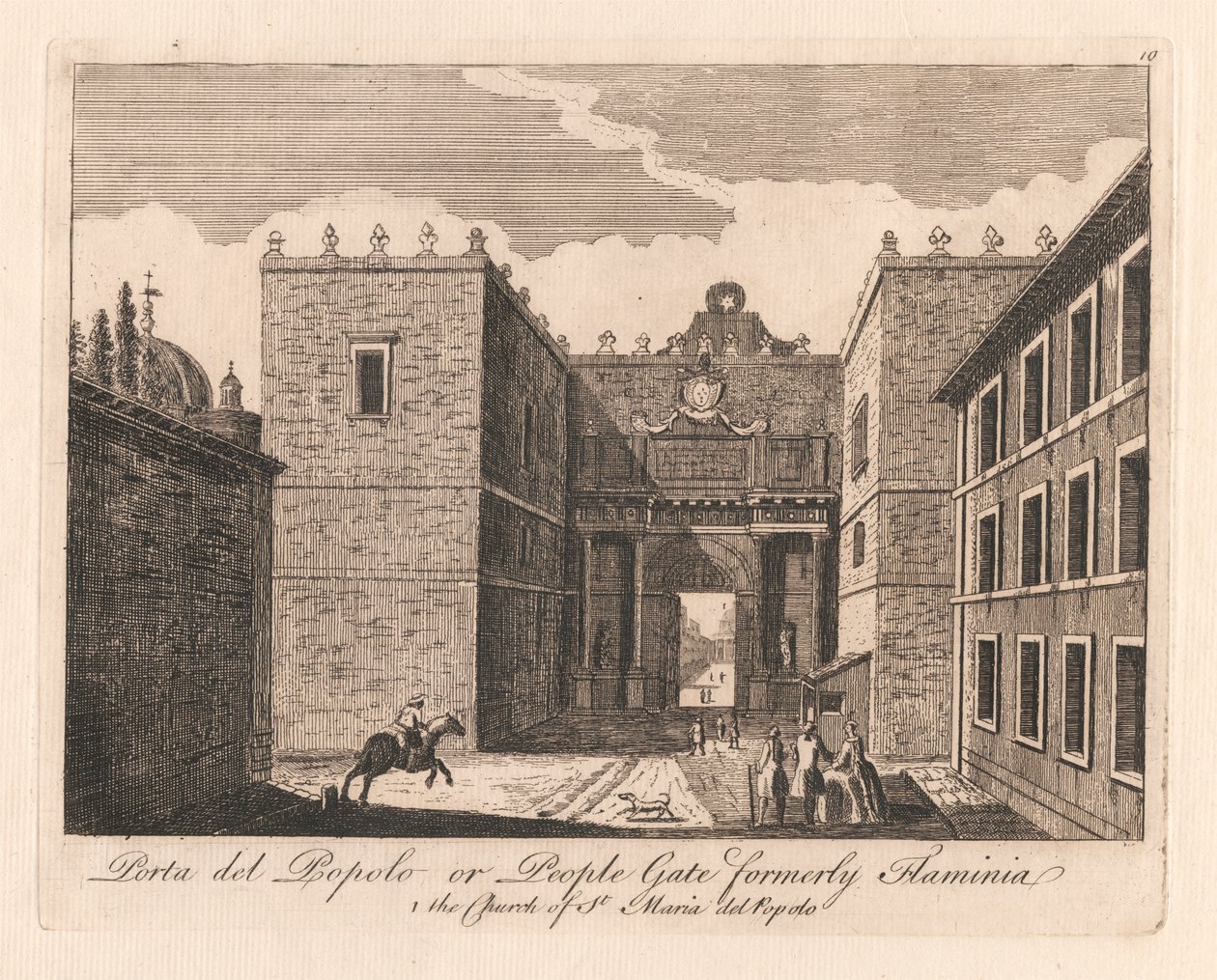 Prota del Popolo eli People Gate entinen Flaminia: 1. Pyhän Maria del Popolon kirkko tekijältä Unknown artist