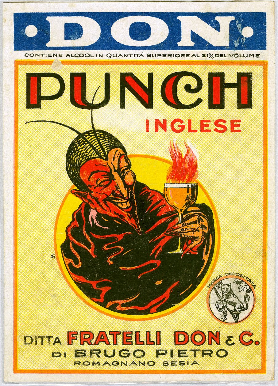 Punch englannin alkoholimainos paholaisen kanssa (kromolitografia) tekijältä Unknown artist