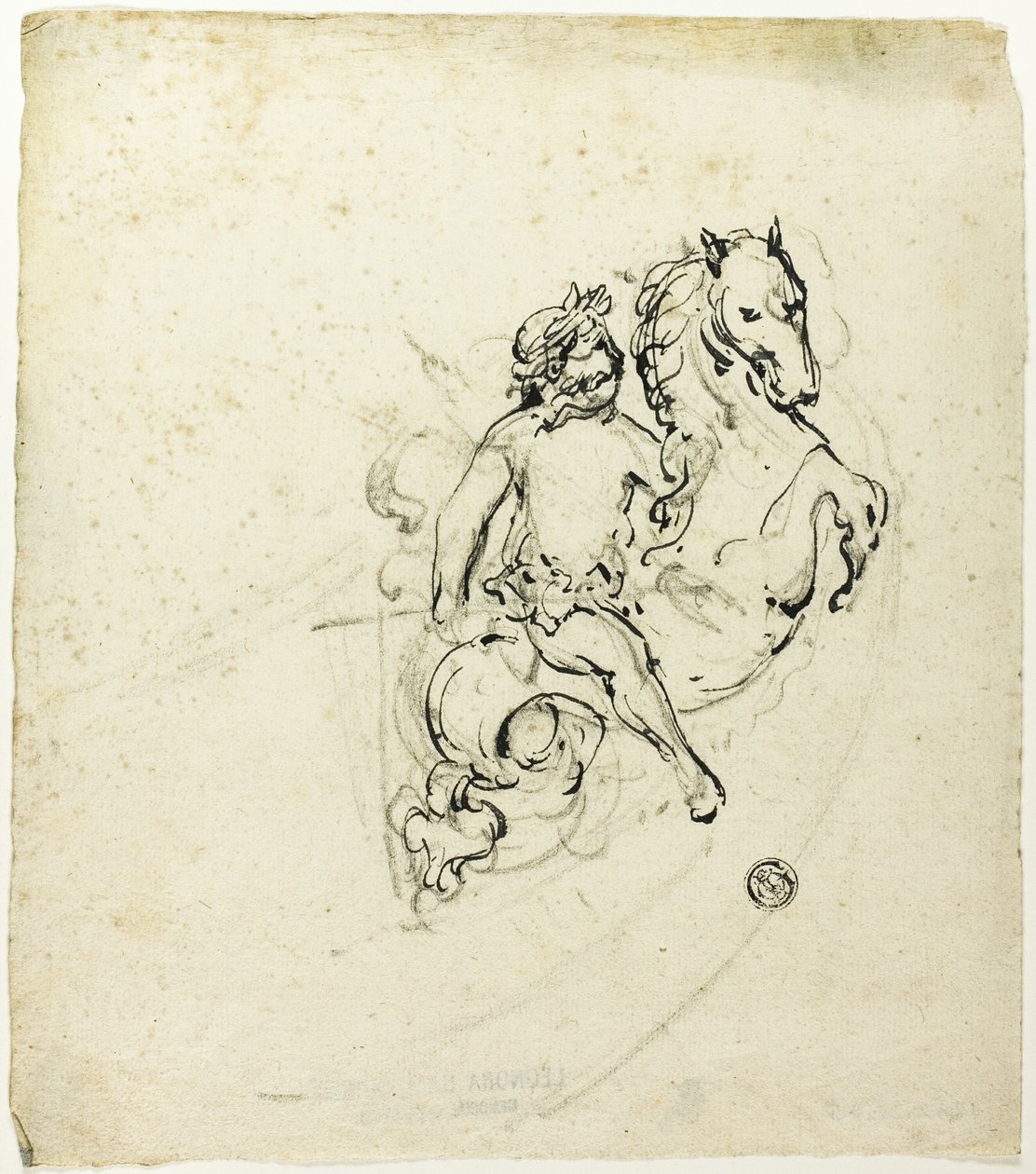 Putto kruunattu Laurel, keikkuvan hevosen päällä tekijältä Unknown artist