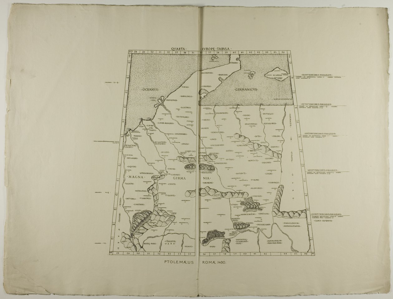 Neljäs Eurooppa Tabula: Ptolemaeus Romae 1490 tekijältä Unknown artist