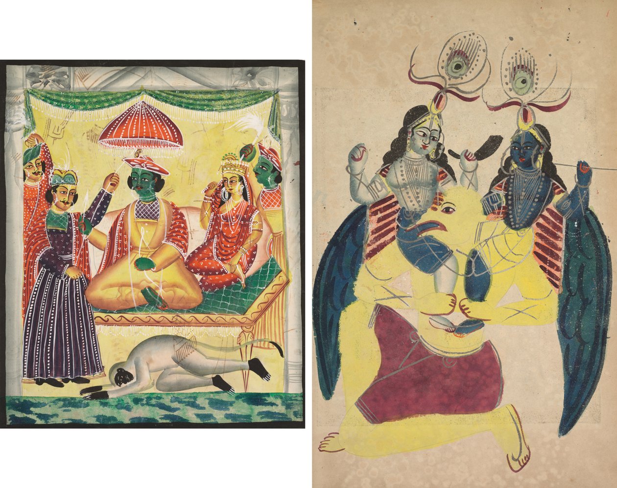Rama ja Sita (recto); Garuda kantamassa Balaramaa ja Krishnaa (käänteinen) tekijältä Unknown artist