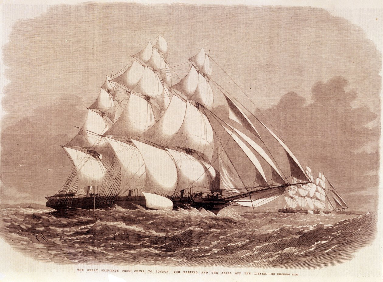 Regate Ariel- ja Taeping-leikkureiden välillä vuonna 1866. tekijältä Unknown artist